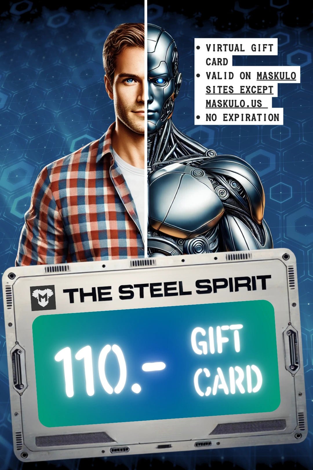 Maskulo Global (EU) online store gift card for 300€, ideal for any occasion. Purchase instantly for shipping from the EU.