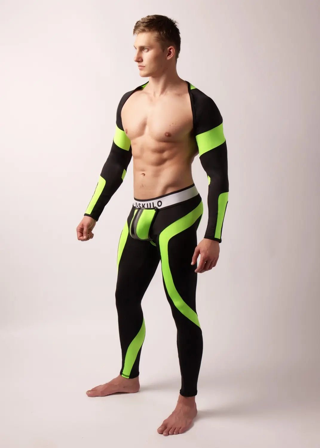 Youngero. Leggings with codpiece. Open Rear. Green Neon - Maskulo - MLG144-Y1 - Maskulo EU Global Online Store