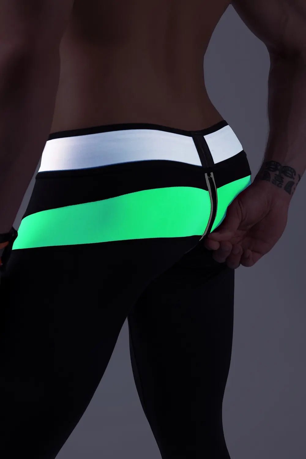 Youngero. Leggings, zippered rear. Codpiece. Green Neon - Maskulo - MLG159-Y1 - Maskulo EU Global Online Store