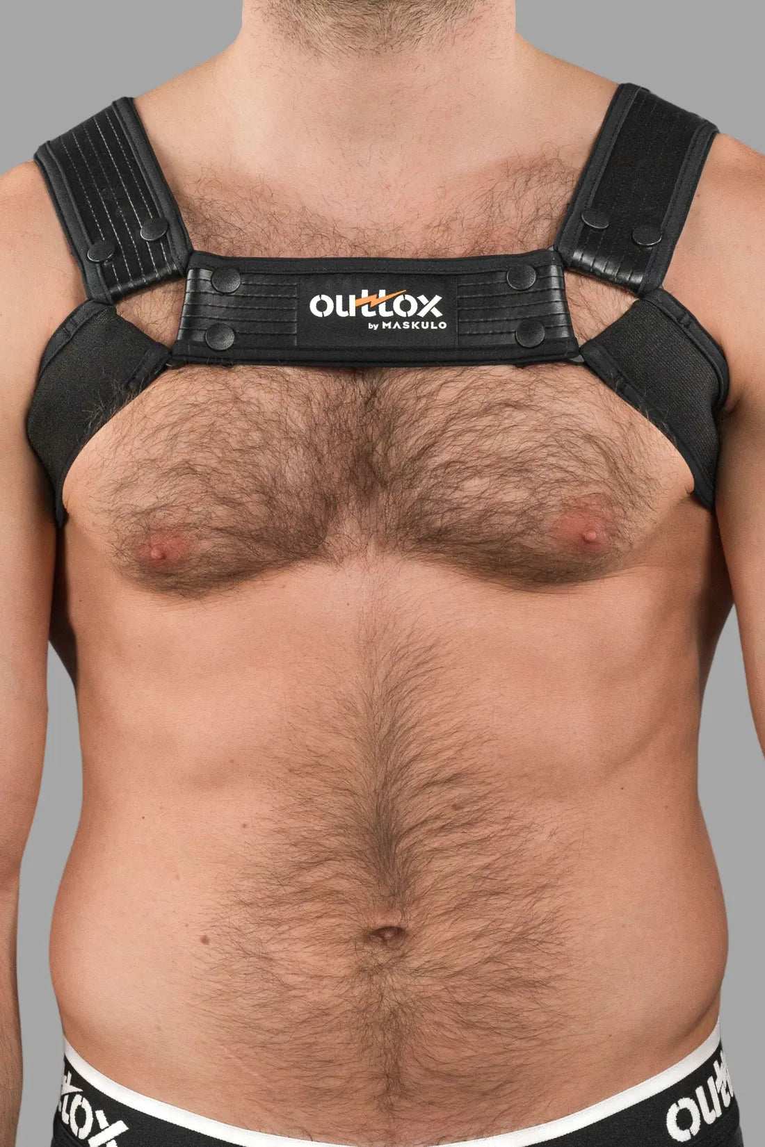 Outtox by Maskulo. Bulldog Harness with Snaps. Black