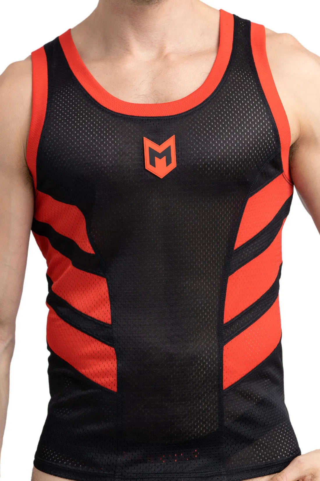 Skulla. Mesh-Tanktop. Schwarz und Rot