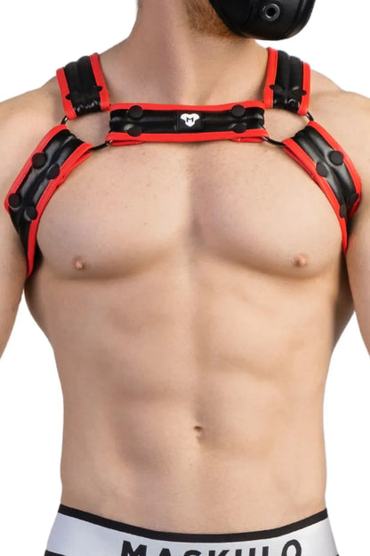 Armored Next. Harnais Bulldog pour homme. Rouge et noir