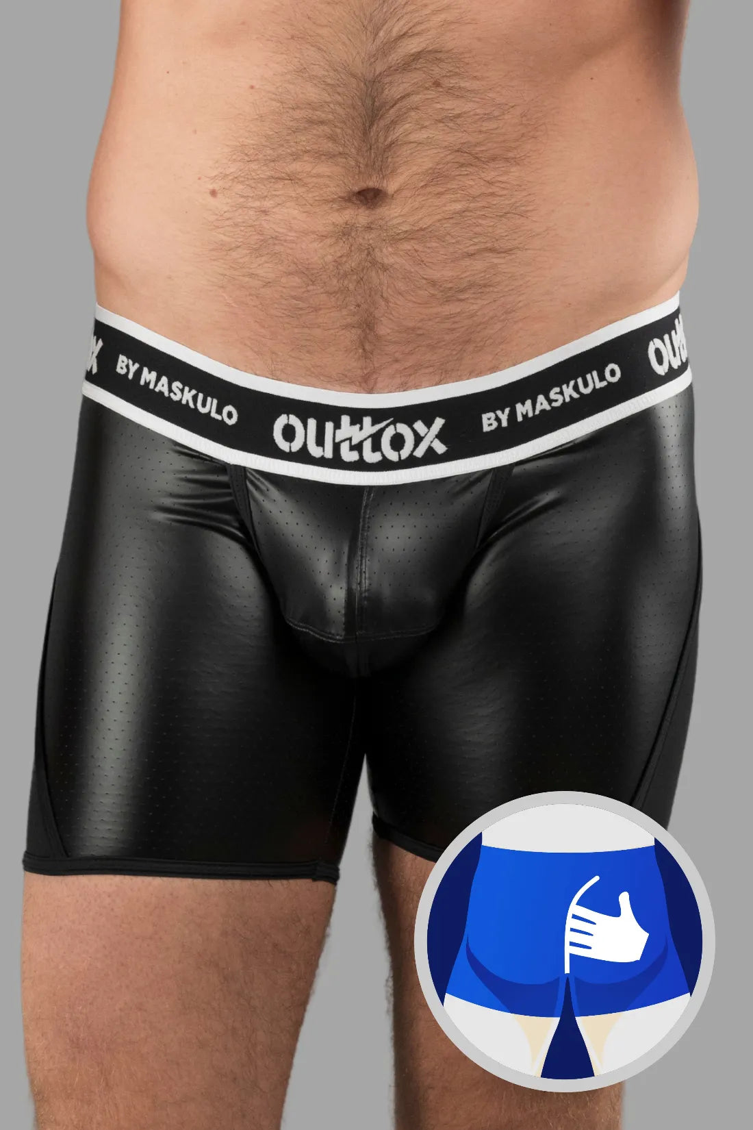 Outtox by Maskulo. Wrapped Rear Shorts with Snap Codpiece. Black