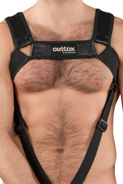 Outtox. Arnés corporal con broches. Negro