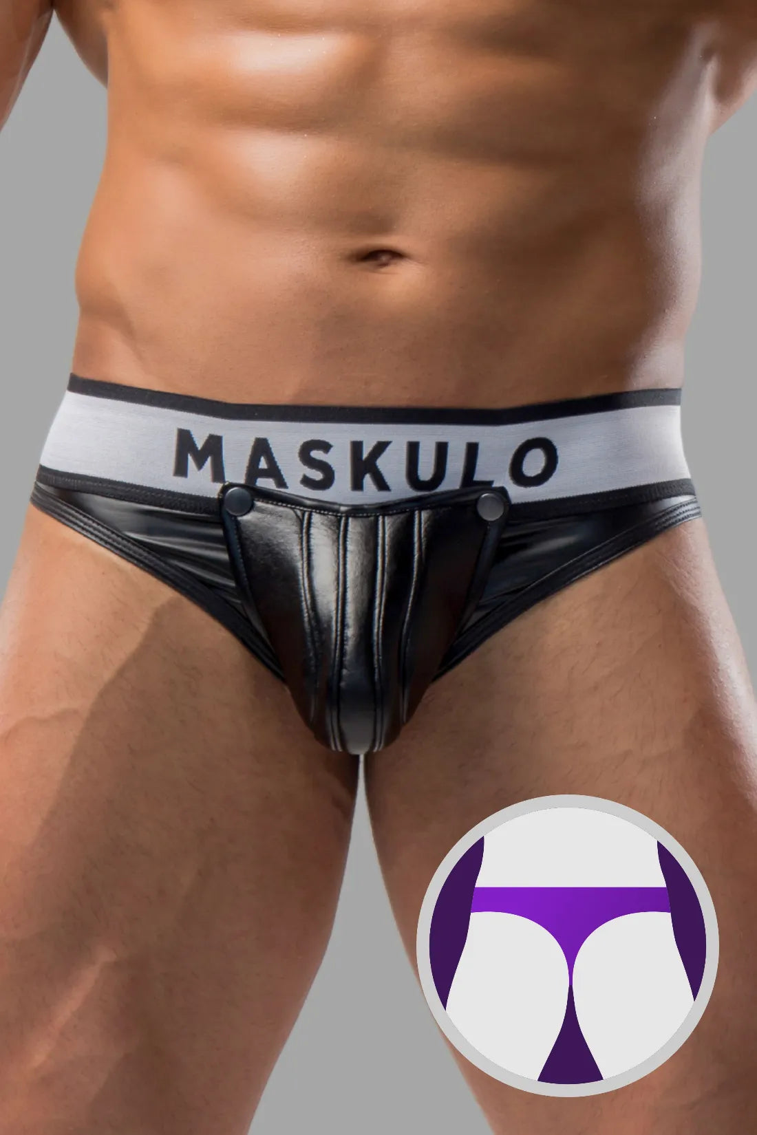 Armored. Tangas para hombre. Bragueta desmontable. Negro