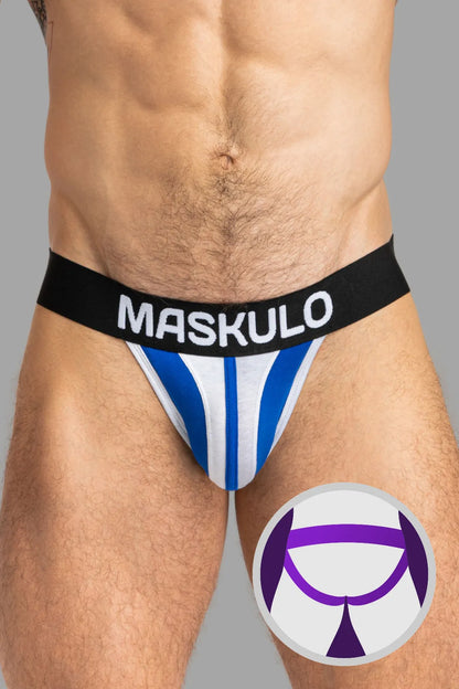 TIGER Jock con POUCH-SNAP. Blanco+Azul