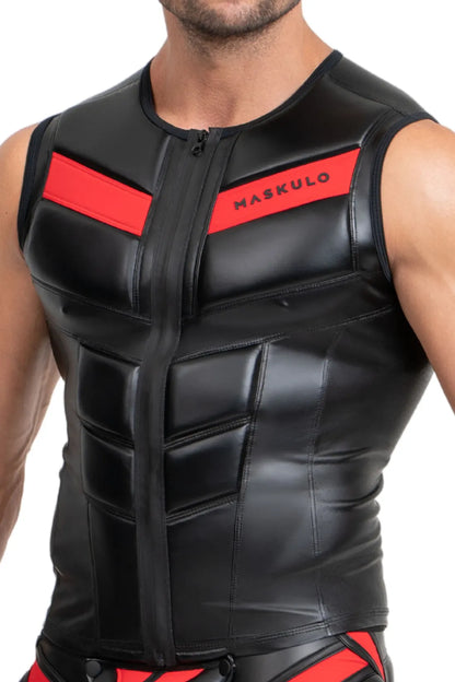 Zippered Vest. Black and Red