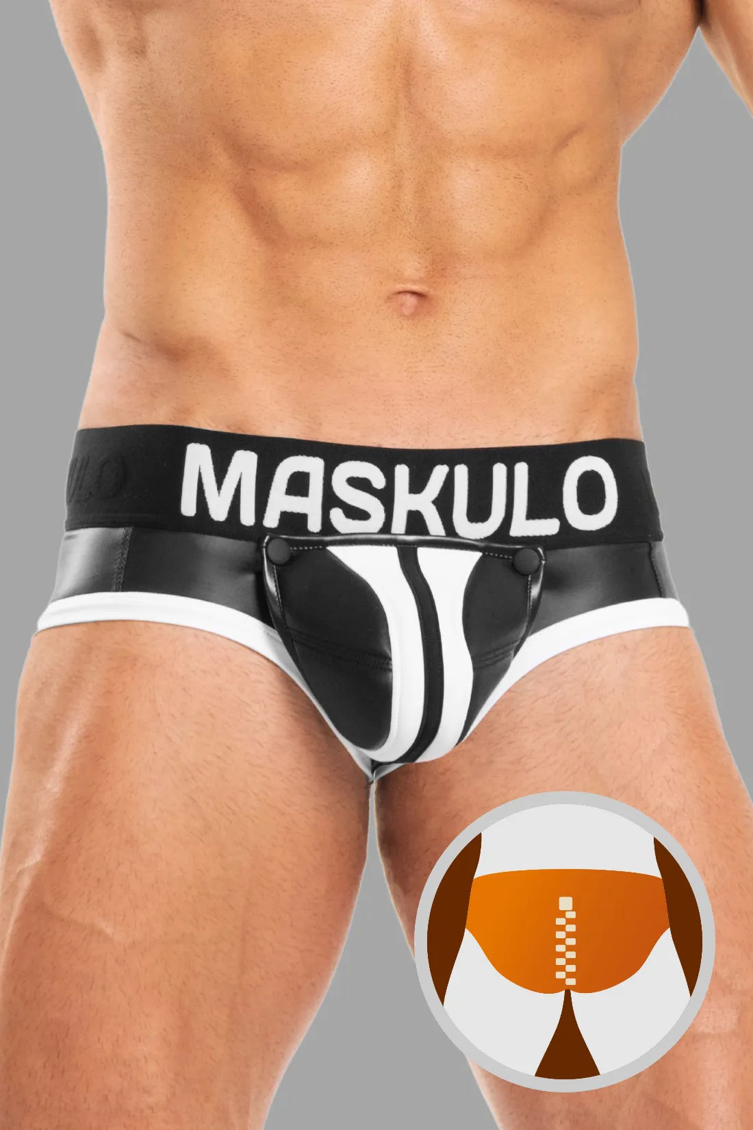 Basic Briefs with Pouch Snap. Black and White