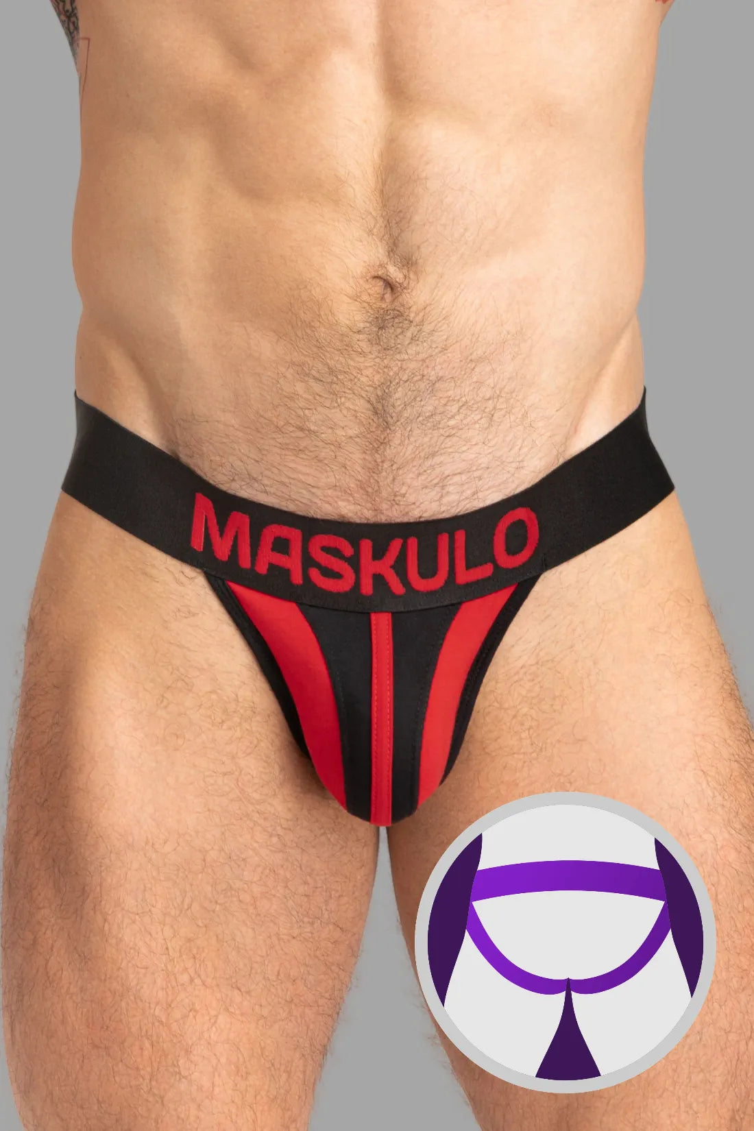 TIGER Jock mit POUCH-SNAP. Schwarz und Rot