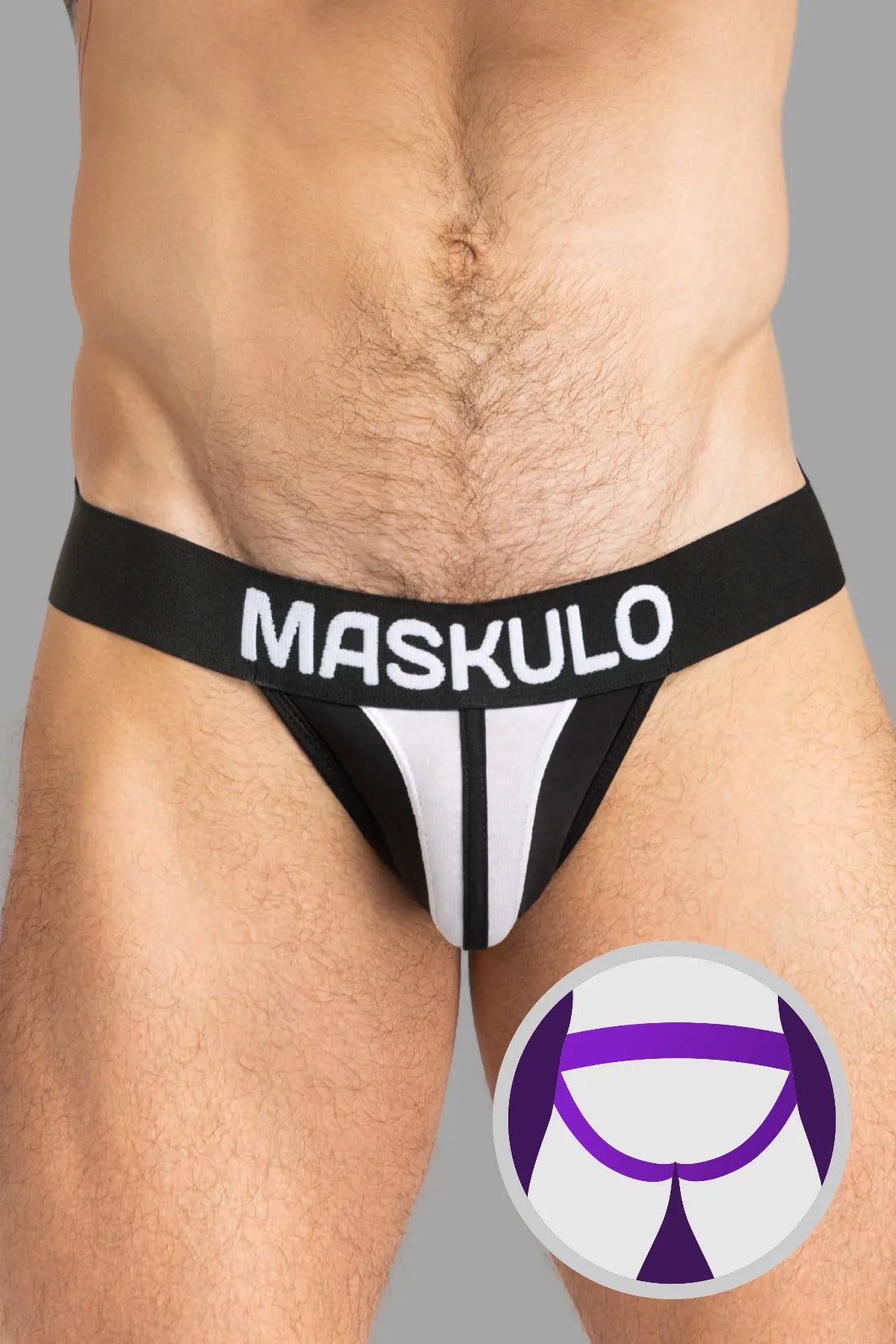 TIGER Jock con POUCH-SNAP. Negro+Blanco