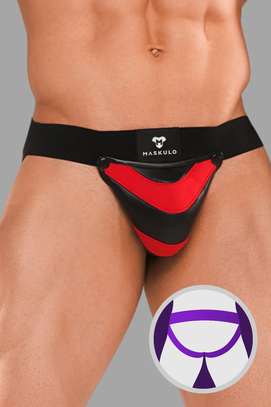 Armored Next. Jockstrap pour homme. Noir et rouge