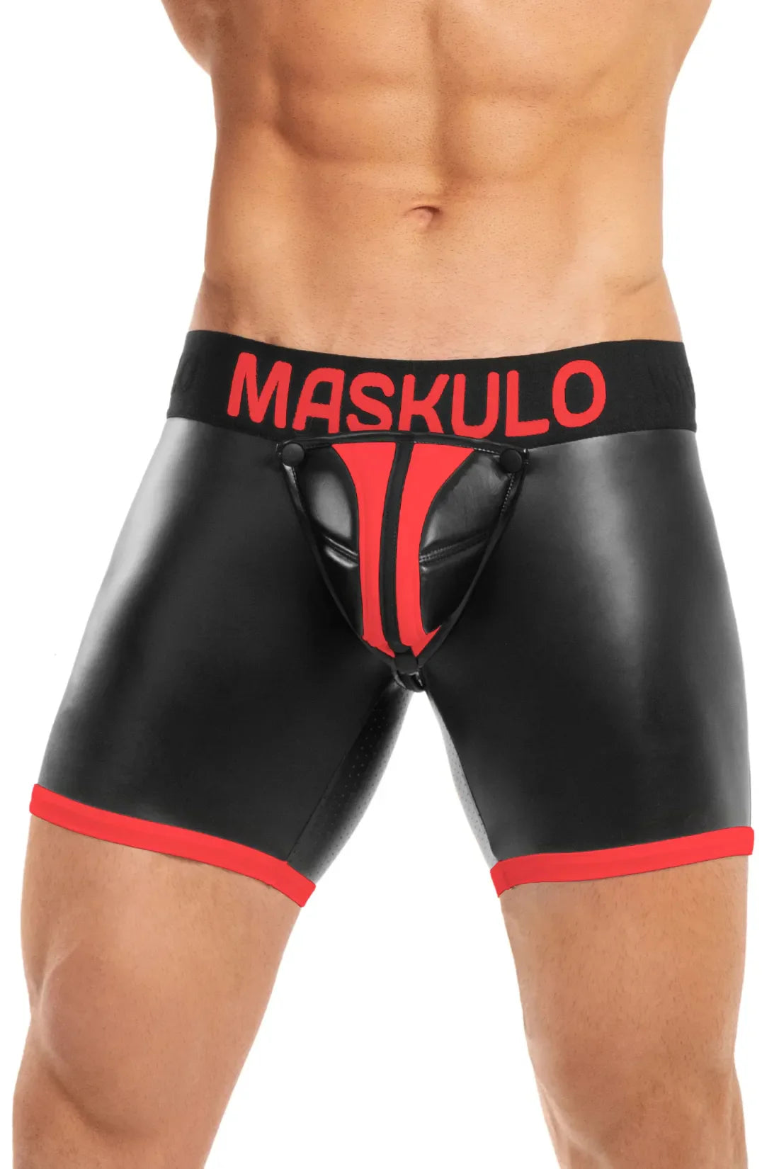 Basic Shorts with Pads. Zippered rear. Black and Red