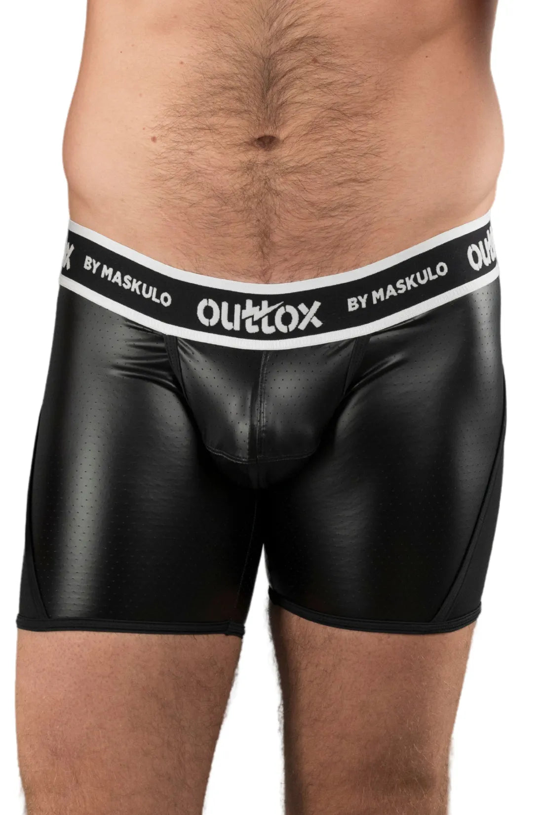 Outtox. Pantalones cortos traseros envueltos con bragueta a presión. Negro