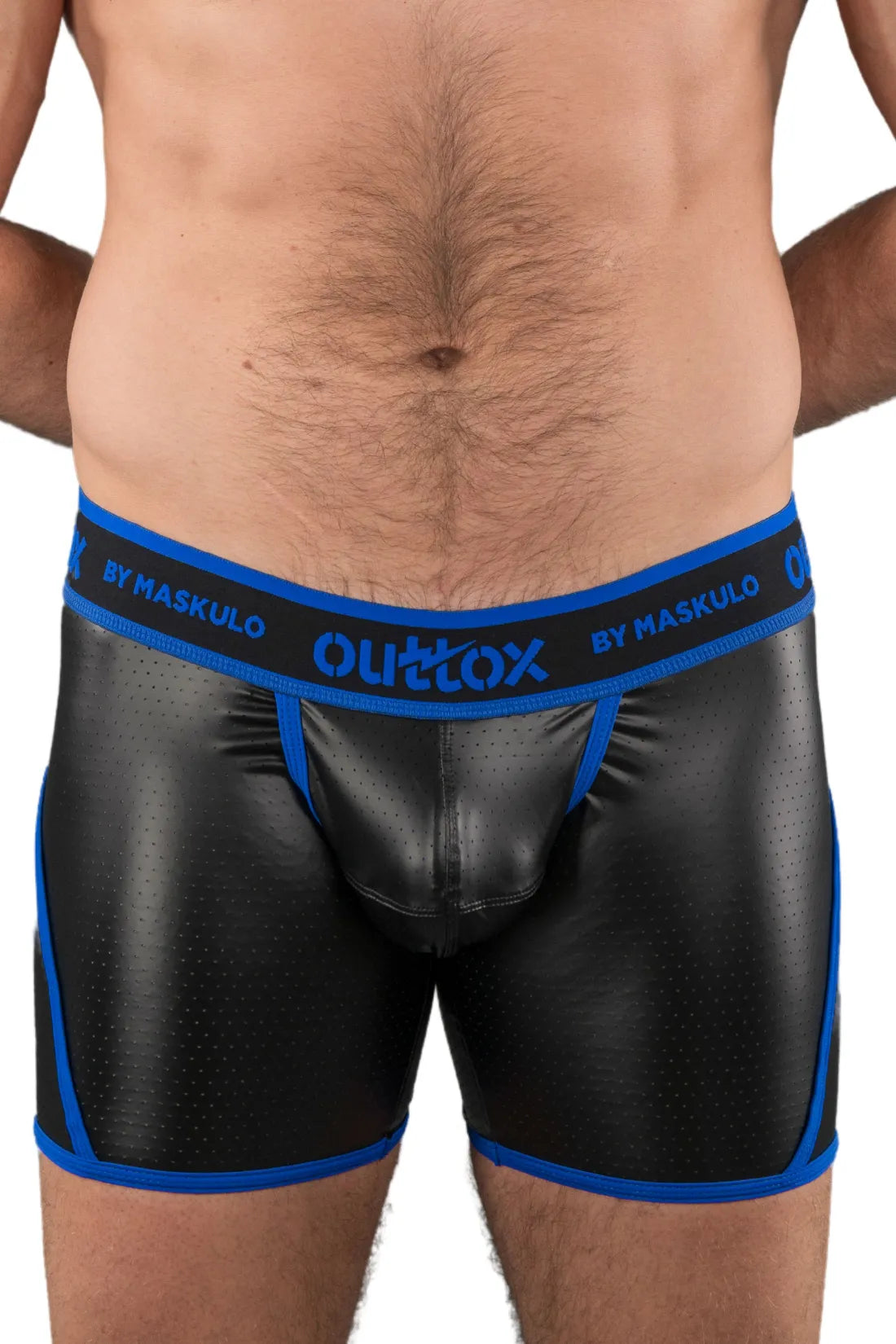 Outtox by Maskulo. Wrapped Rear Shorts with Snap Codpiece. Blue