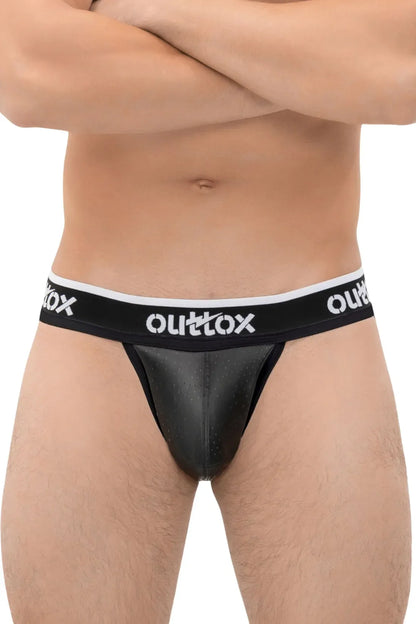 Outtox. Jock mit Druckknopf-Codpiece. Schwarz