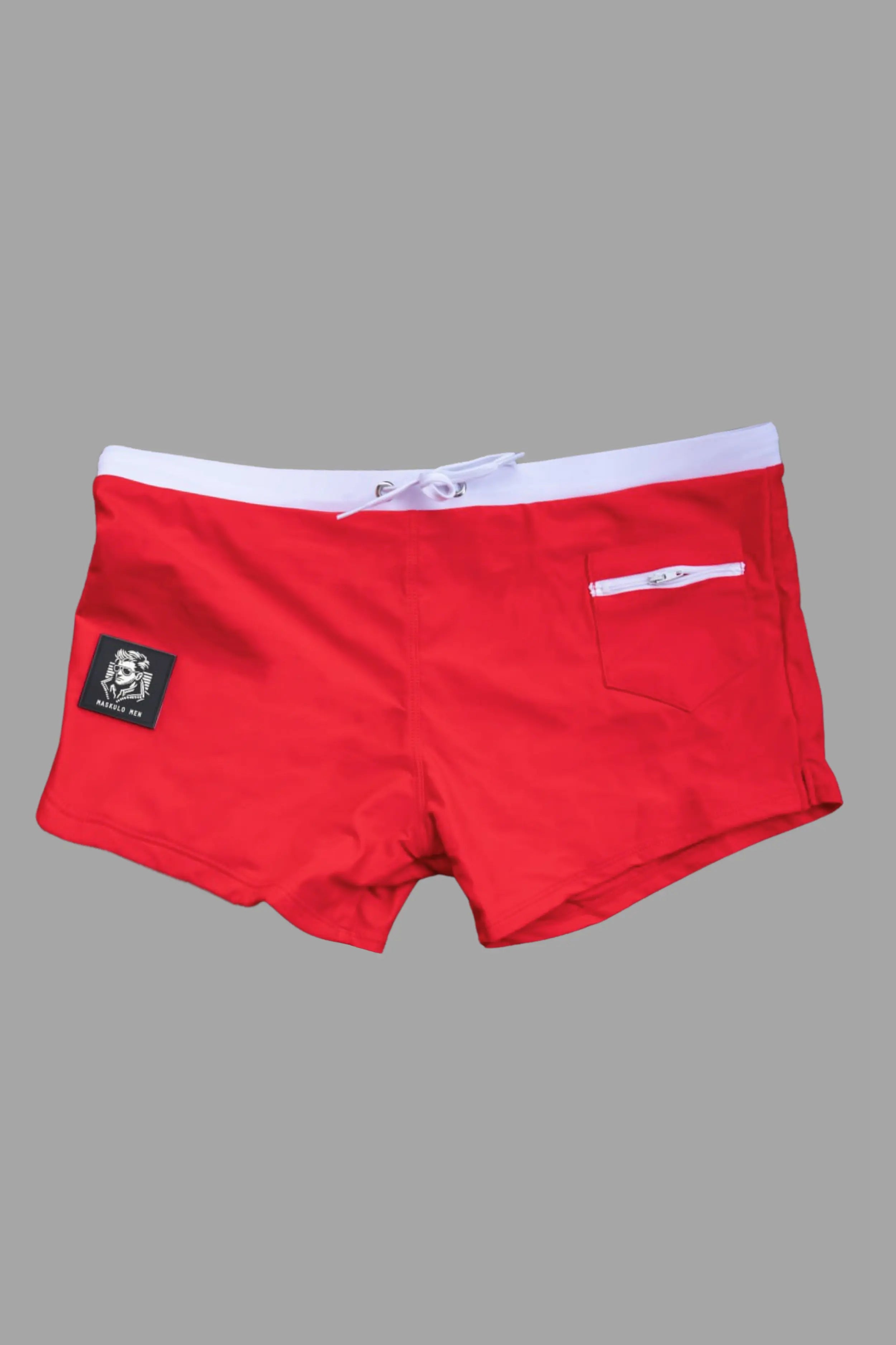 Derek Chase. Club Shorts with Pocket. Red + White