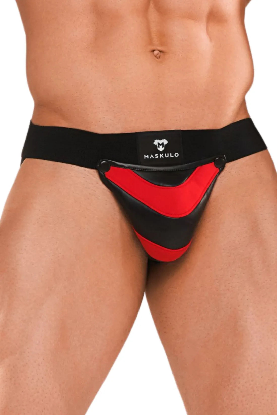 Armored Next. Jockstrap pour homme. Noir et rouge