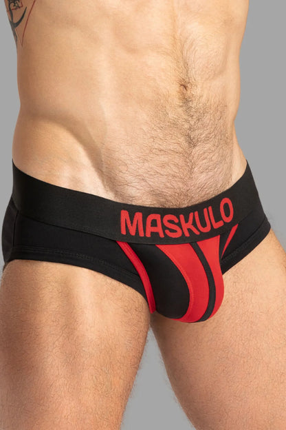 Tiger Briefs POUCH-SNAP. Black and Red