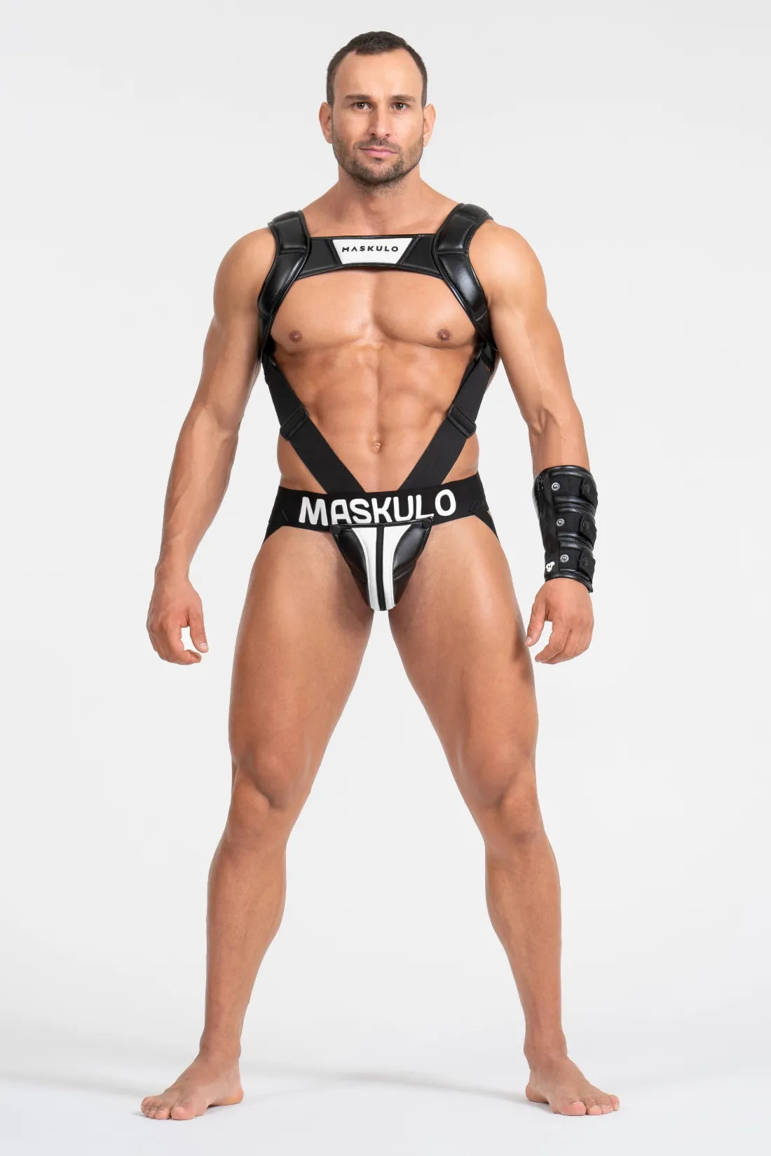 Body Harness with Push-up Effect. Black and White