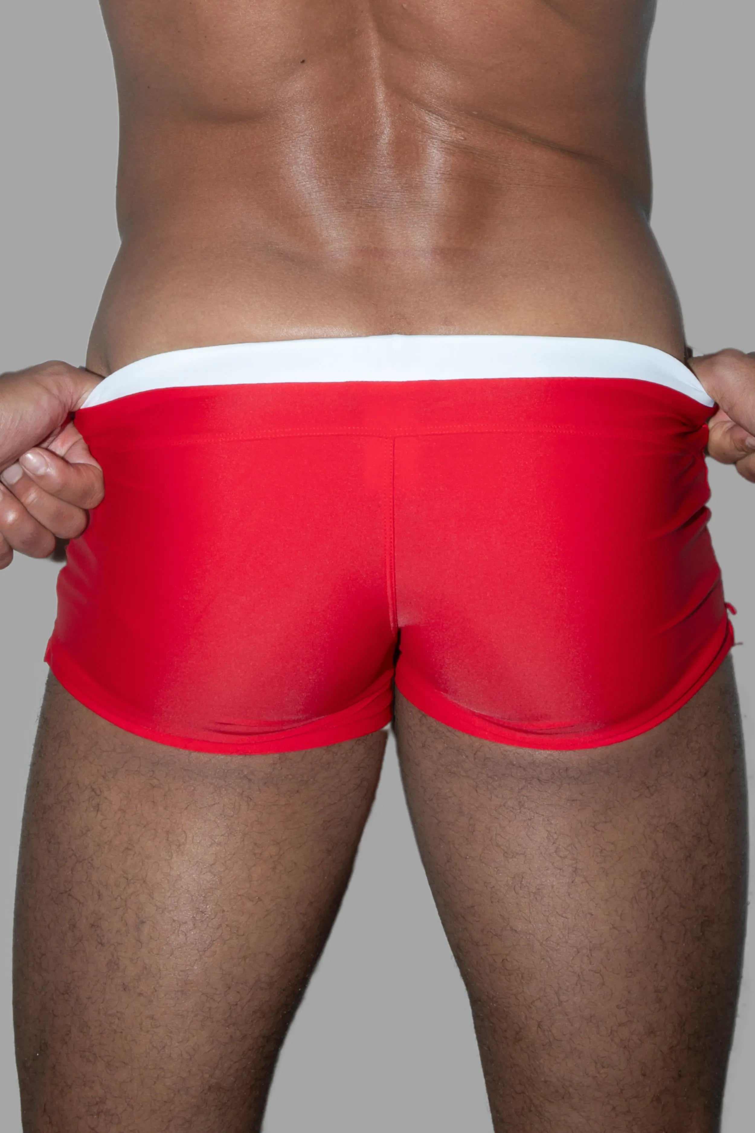 Derek Chase. Club Shorts with Pocket. Red + White