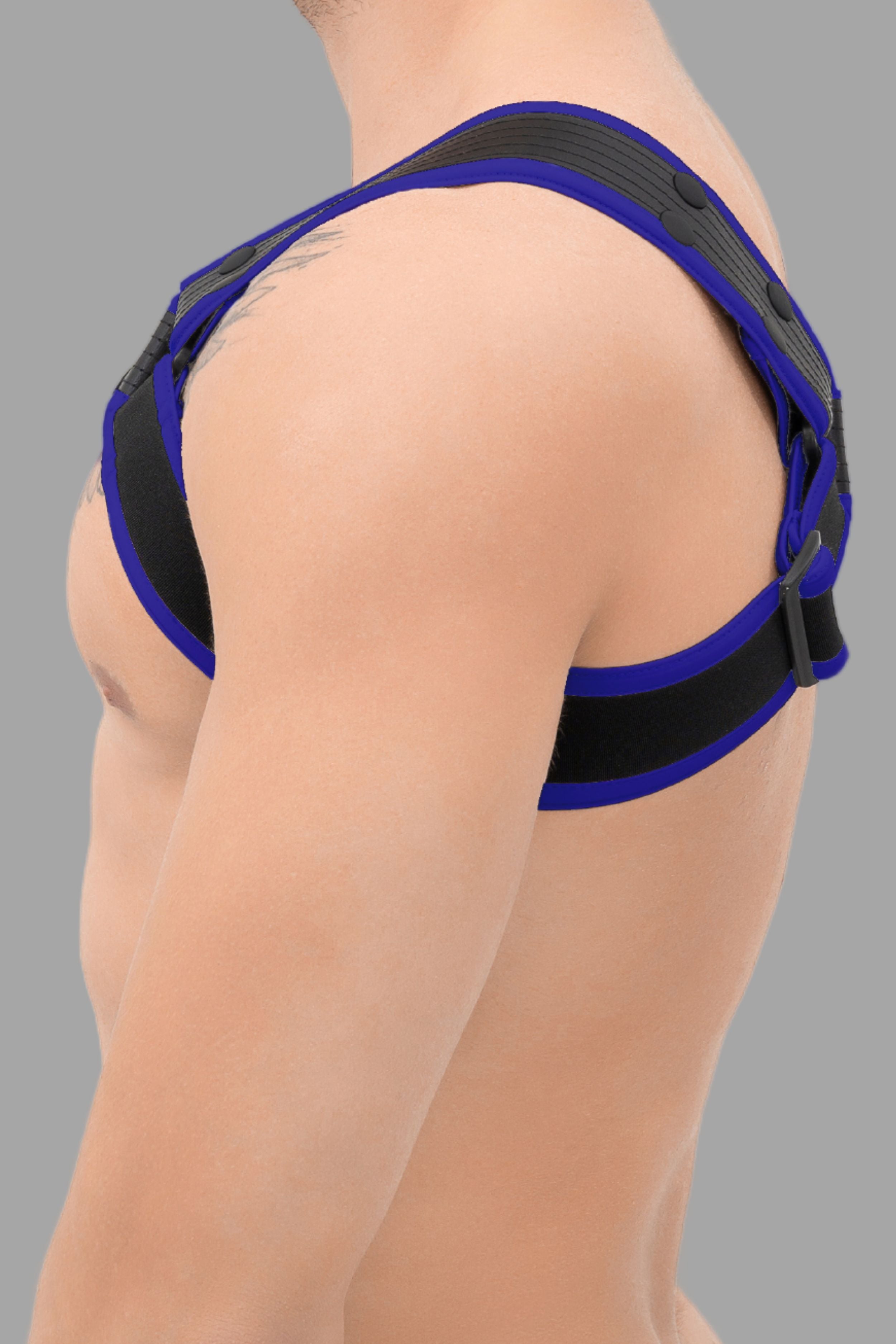 Outtox. Body Harness with Snaps. Black+Blue &