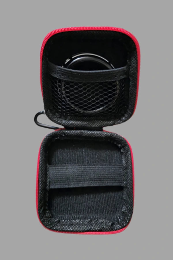 Jax Wanderlust. Mini Zip-Case with Carabiner. Black + Red