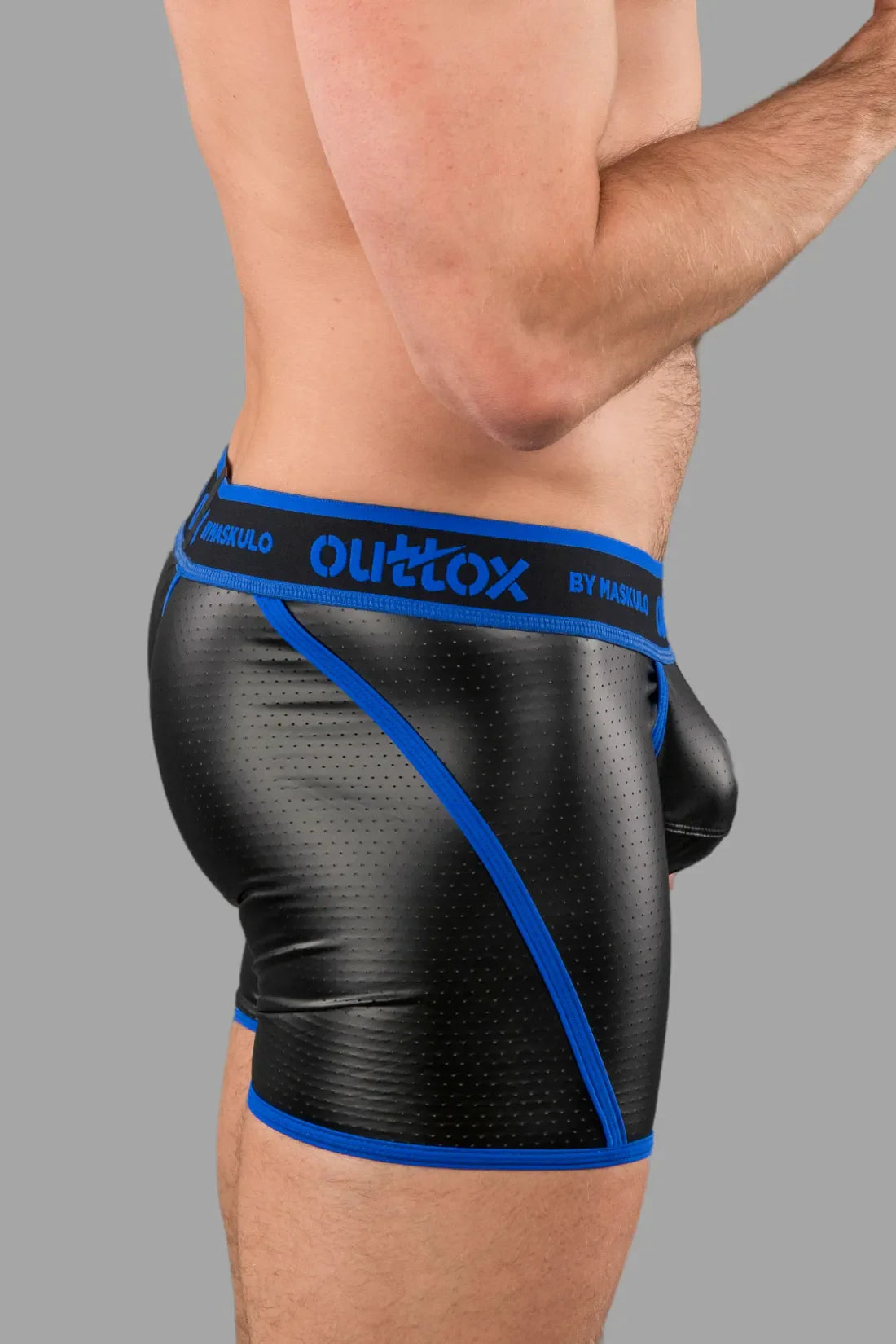 Outtox by Maskulo. Wrapped Rear Shorts with Snap Codpiece. Blue