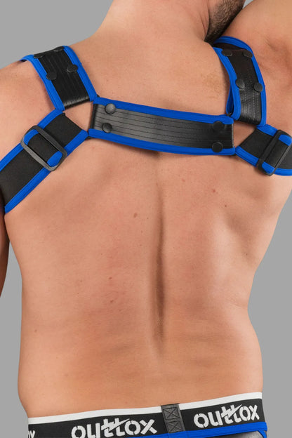 Outtox by Maskulo. Body Harness with Snaps. Black and Blue