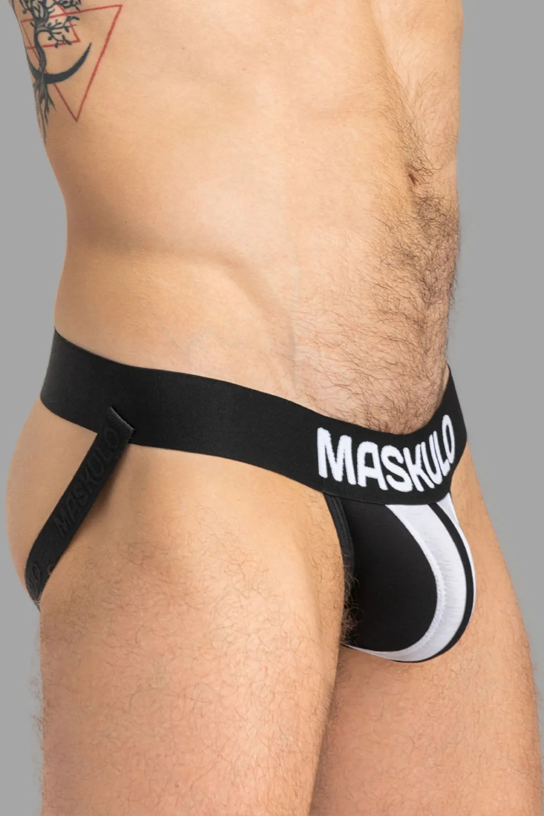 Jockstrap TIGER avec POUCH-SNAP. Noir et blanc