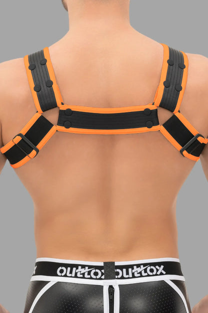 Outtox. Body Harness with Snaps. Black and Orange