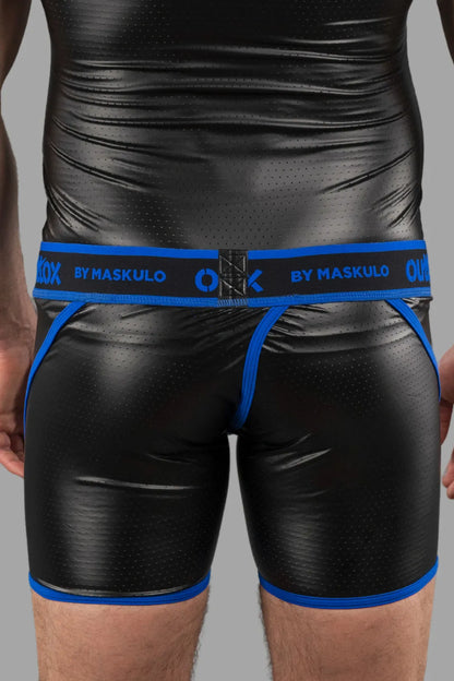 Outtox by Maskulo. Wrapped Rear Shorts with Snap Codpiece. Blue