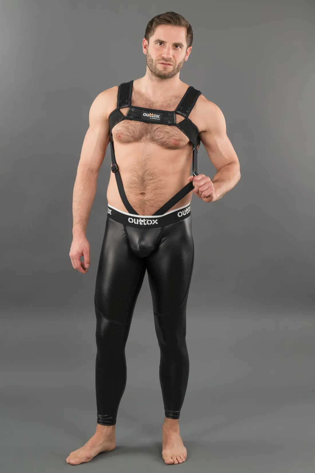 Outtox by Maskulo. Body Harness with Snaps. Black