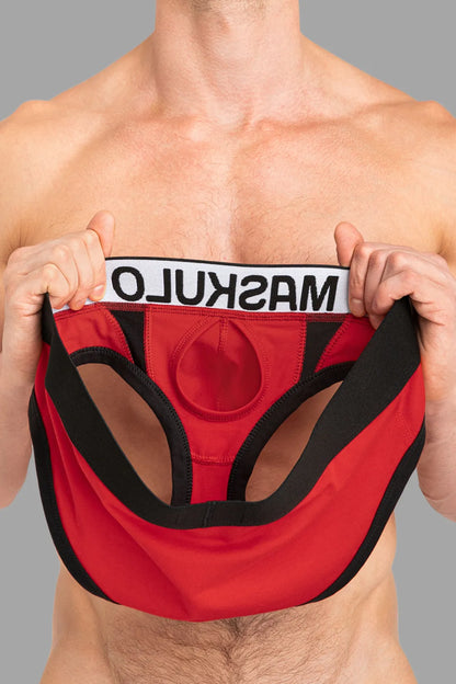 CAPTAIN-A Briefs with O-Inside-POUCH. Red and Black