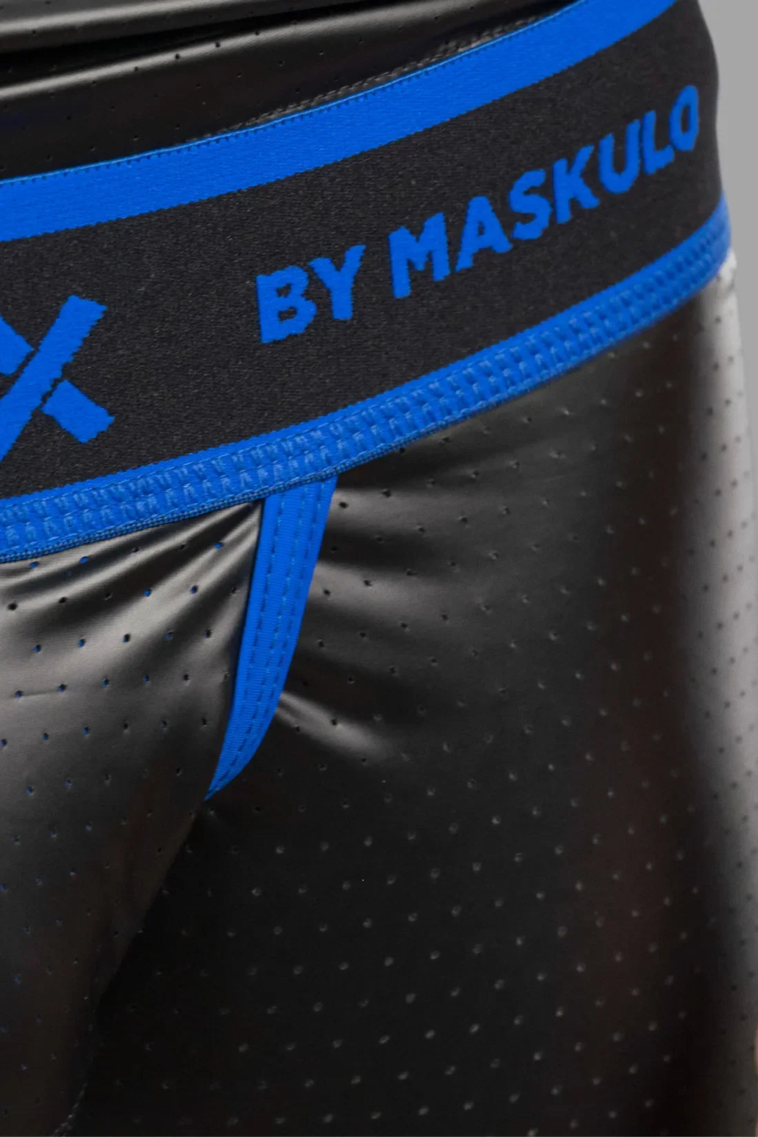 Outtox by Maskulo. Wrapped Rear Shorts with Snap Codpiece. Blue