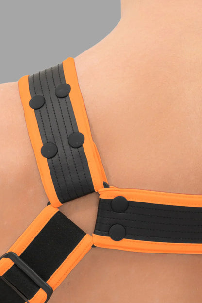 Outtox. Body Harness with Snaps. Black and Orange