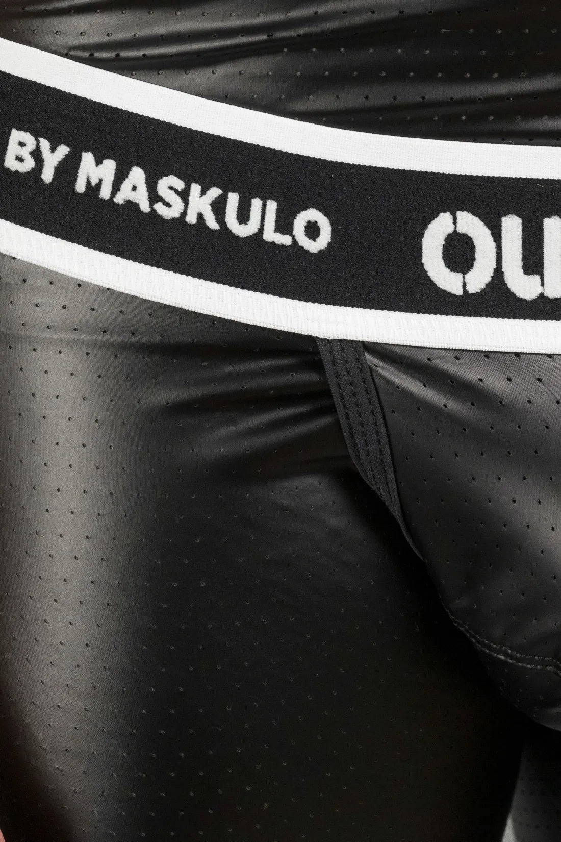 Outtox by Maskulo. Wrapped Rear Shorts with Snap Codpiece. Black