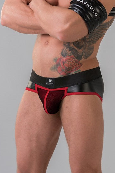 Youngero. Briefs. Mesh Codpiece. Regular Rear. Red