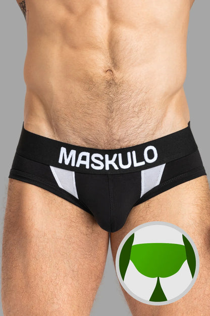 CAPTAIN-A Briefs with O-Inside-POUCH. Black and White