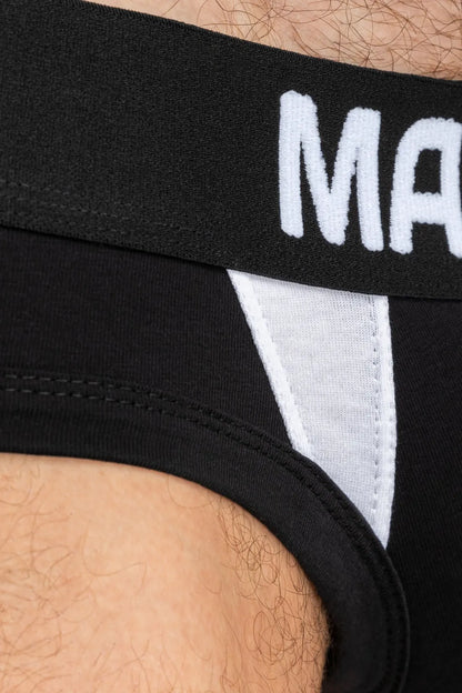 CAPTAIN-A Briefs with O-Inside-POUCH. Black and White