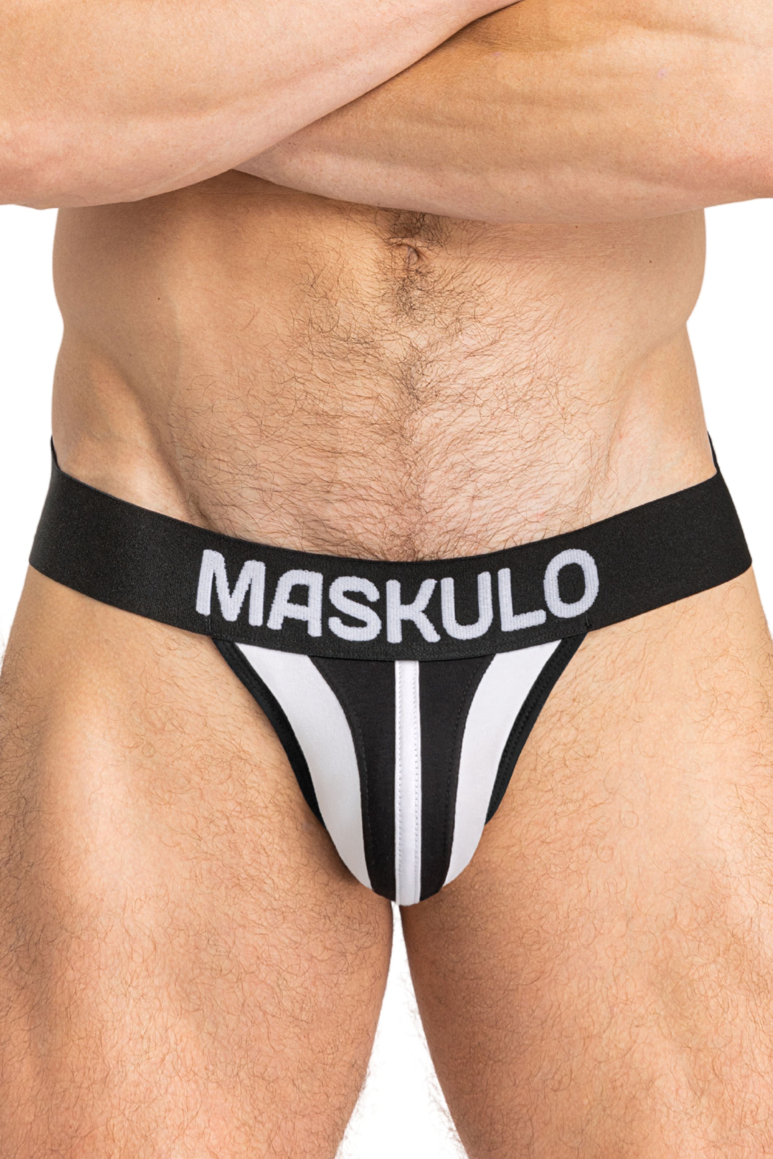 TIGER Jock con POUCH-SNAP. Blanco+Negro