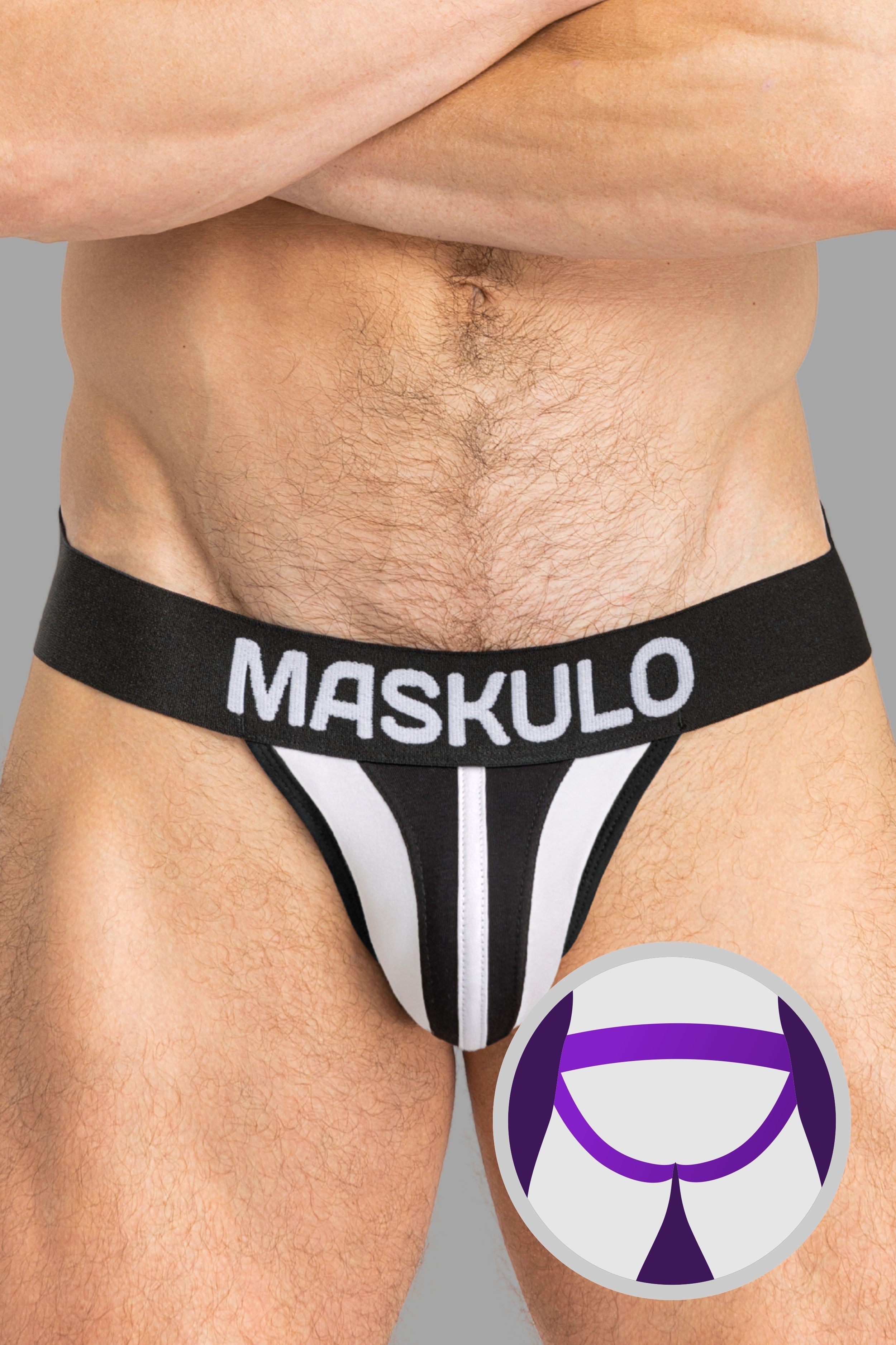 Jockstrap TIGER avec POUCH-SNAP. Blanc et noir