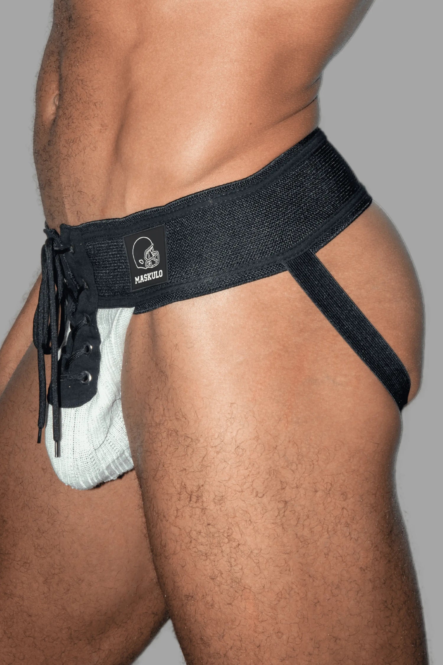 Ken Gridd-Iron, American Football Jockstrap. Black + White