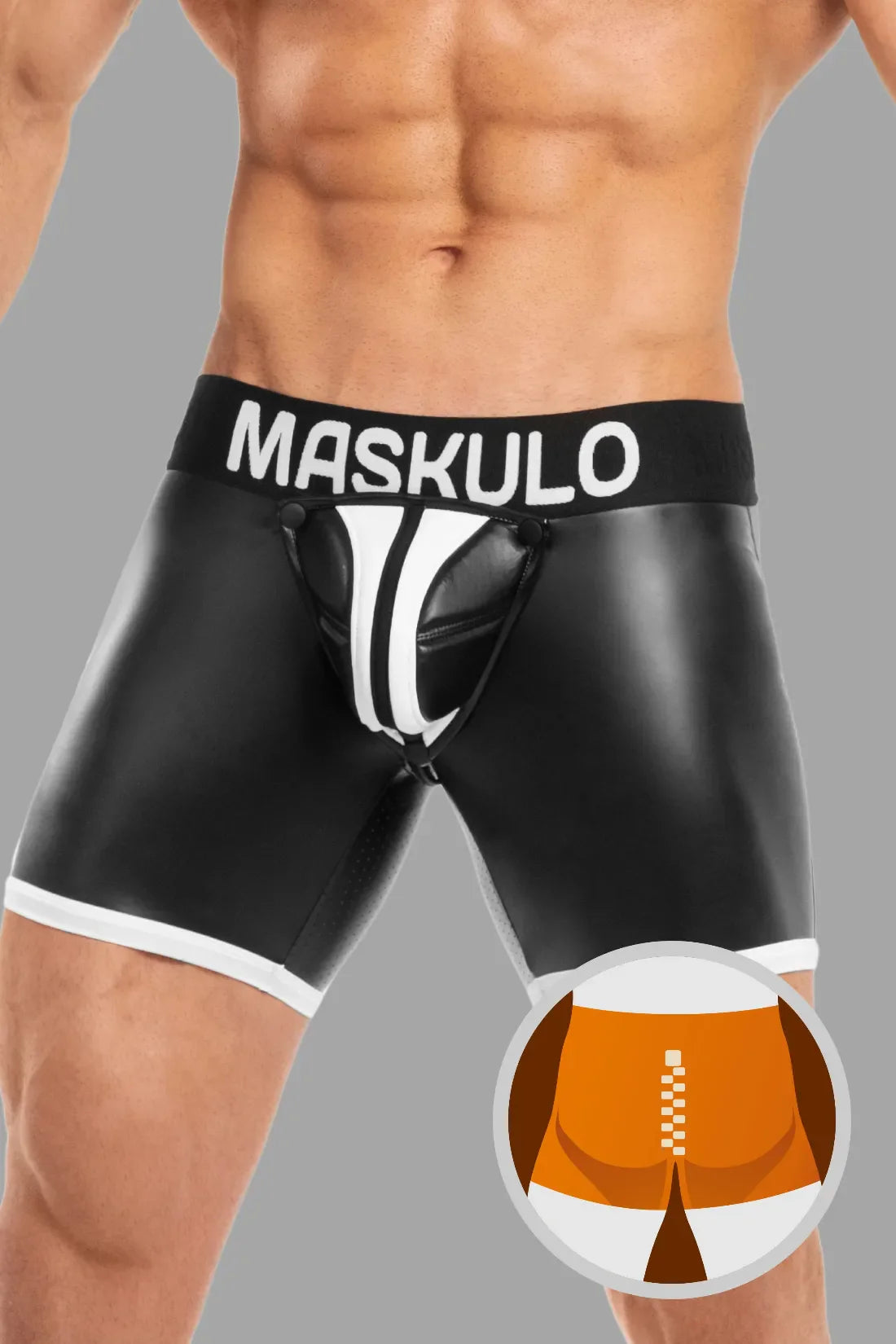 Basic Shorts with Pads. Zippered rear. Black and White