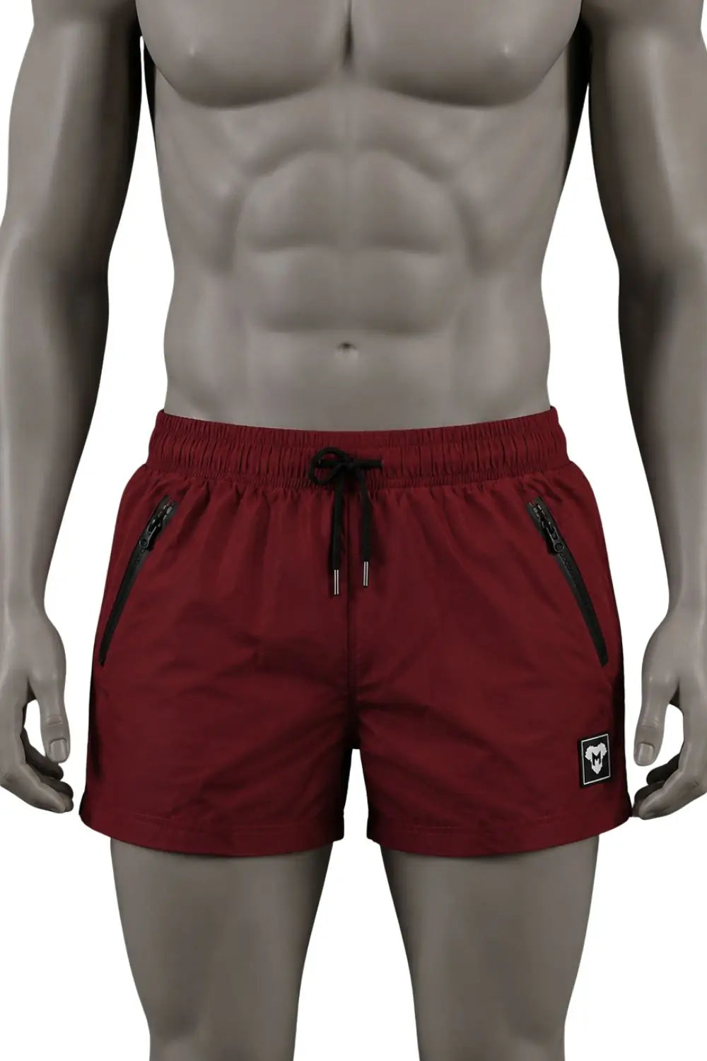 Short Jedd Synther souple avec poches zippées. Rouge foncé
