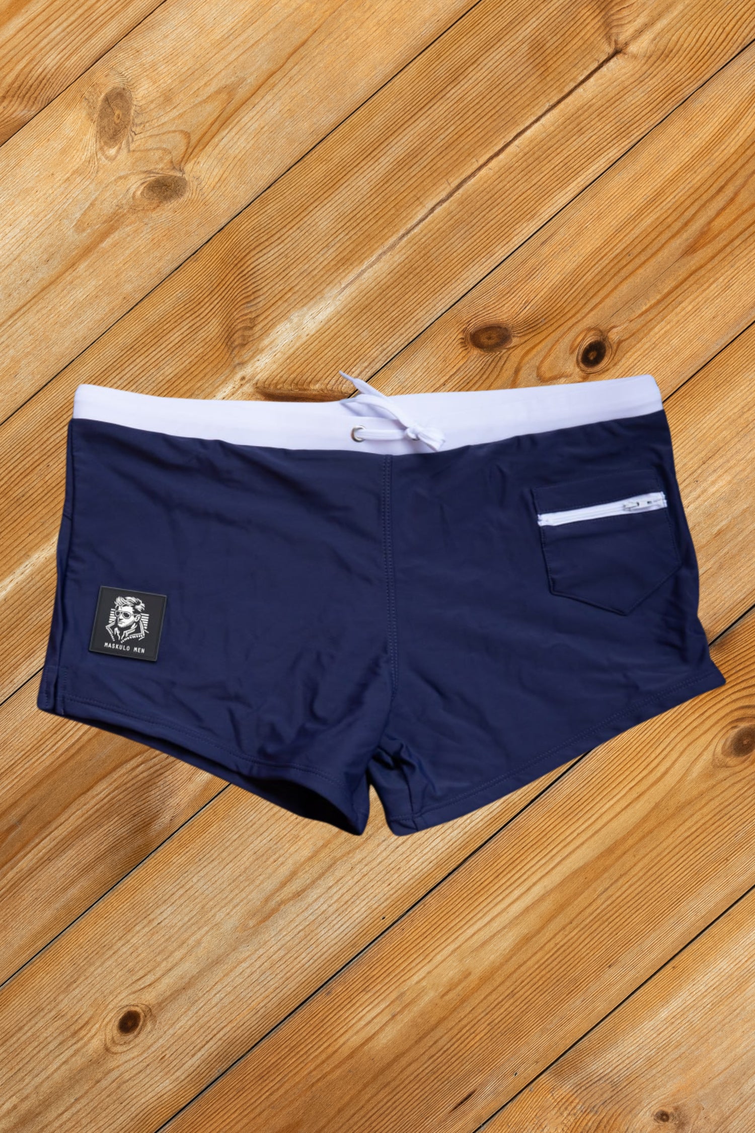 Evan Chase. Club Shorts with Pocket. Blue + White