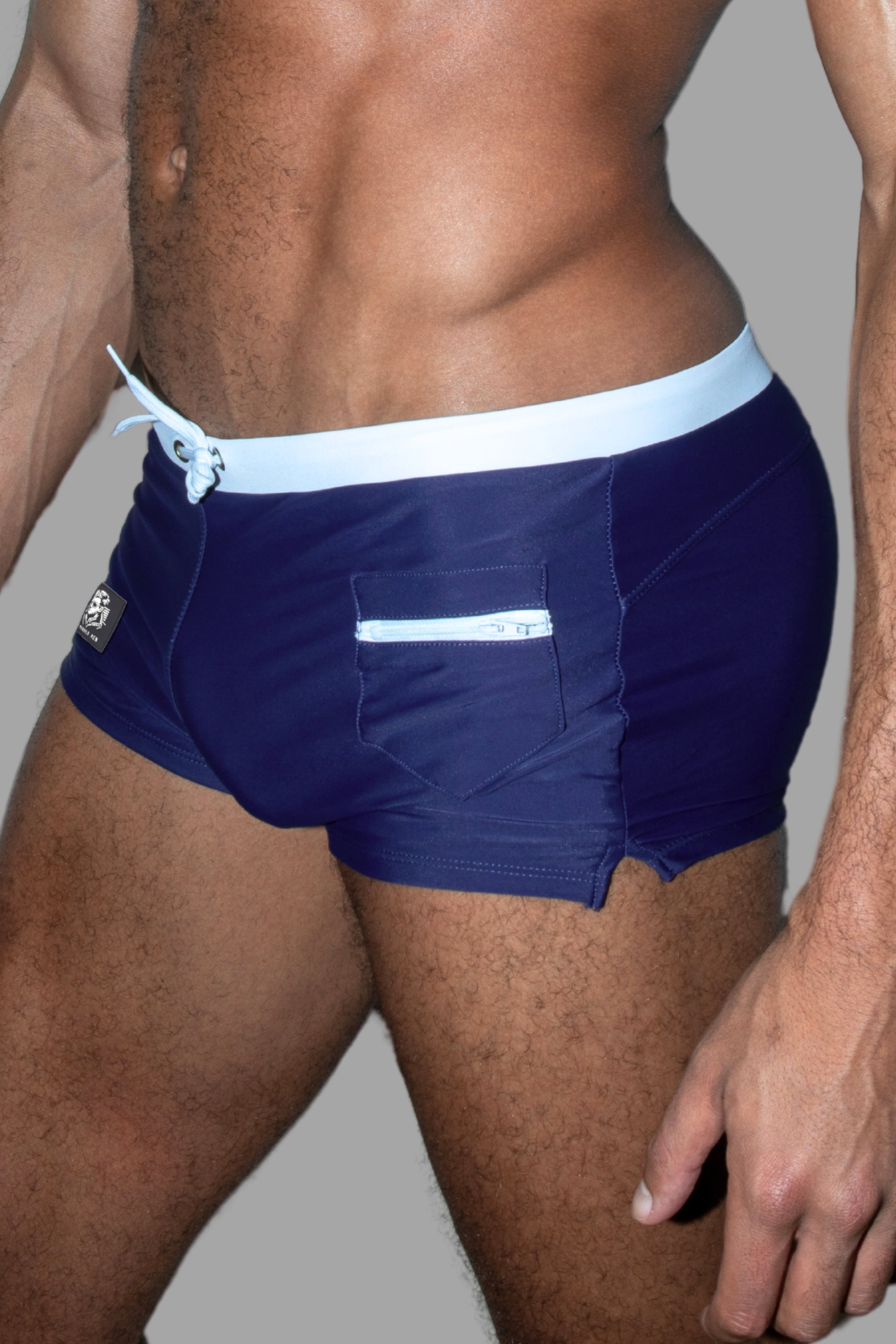 Evan Chase. Club Shorts with Pocket. Blue + White