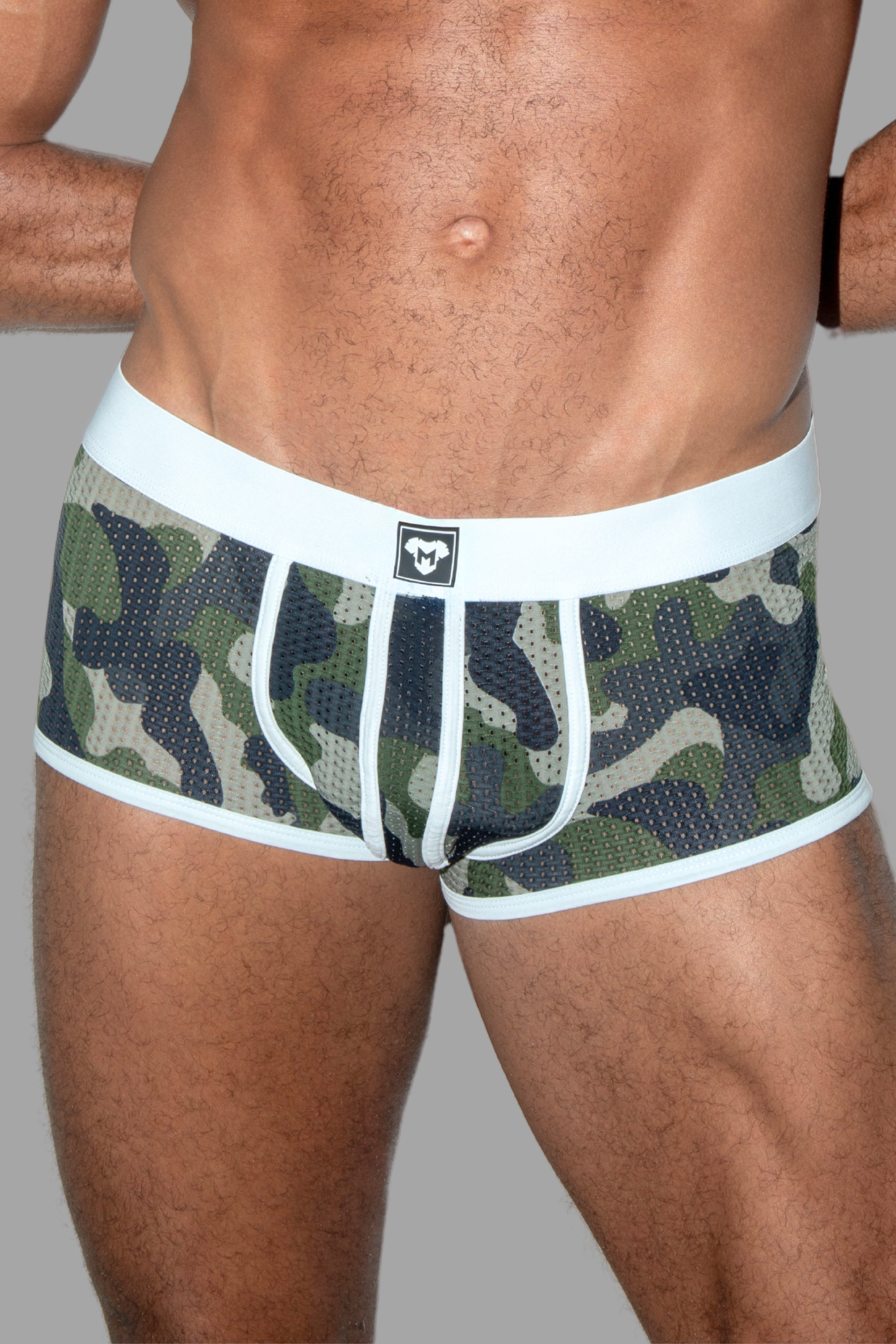 Jim Steelguard Trunks de Malla. Camuflaje + Blanco