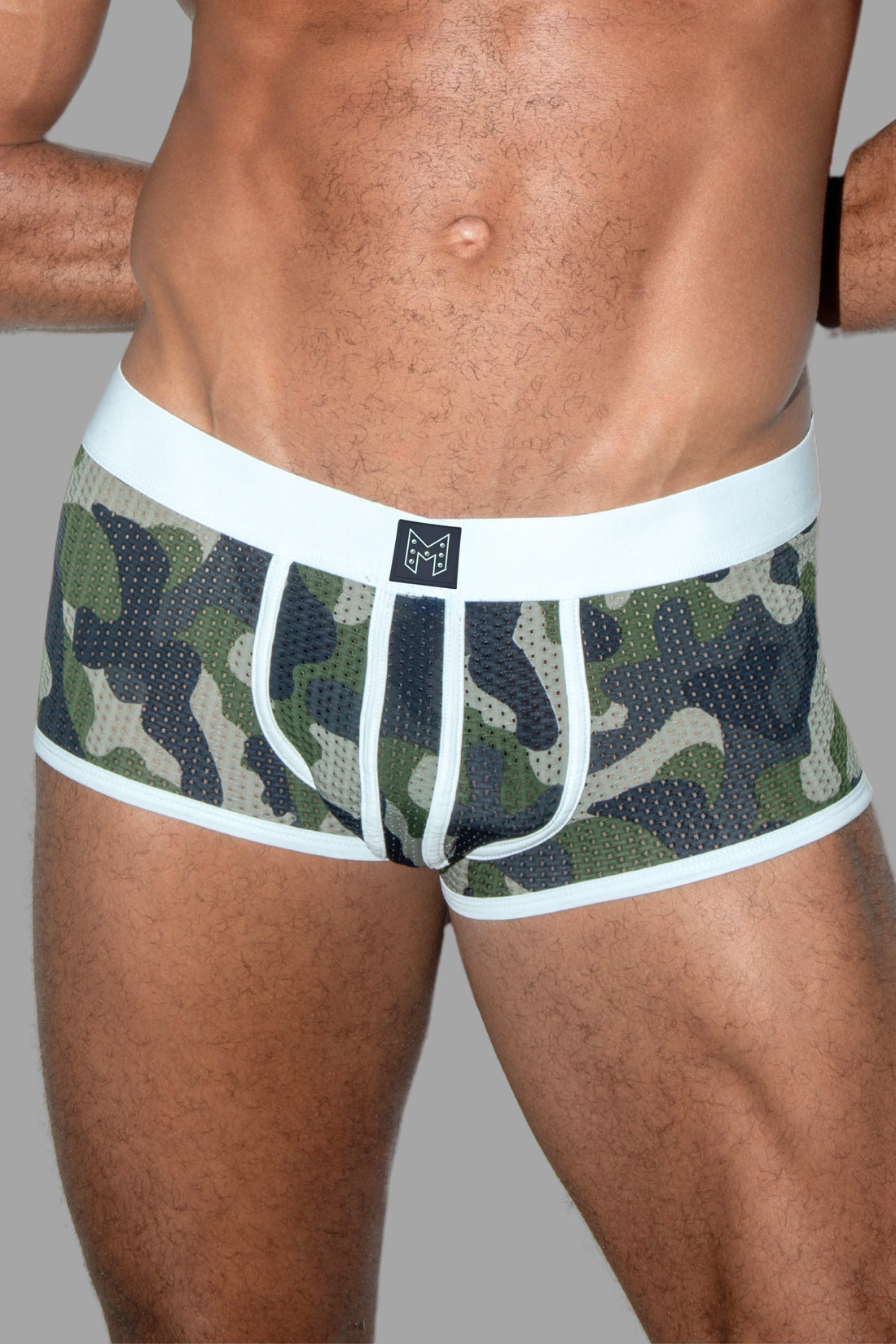 Jim Steelguard Mesh-Trunks. Tarnmuster + Weiß