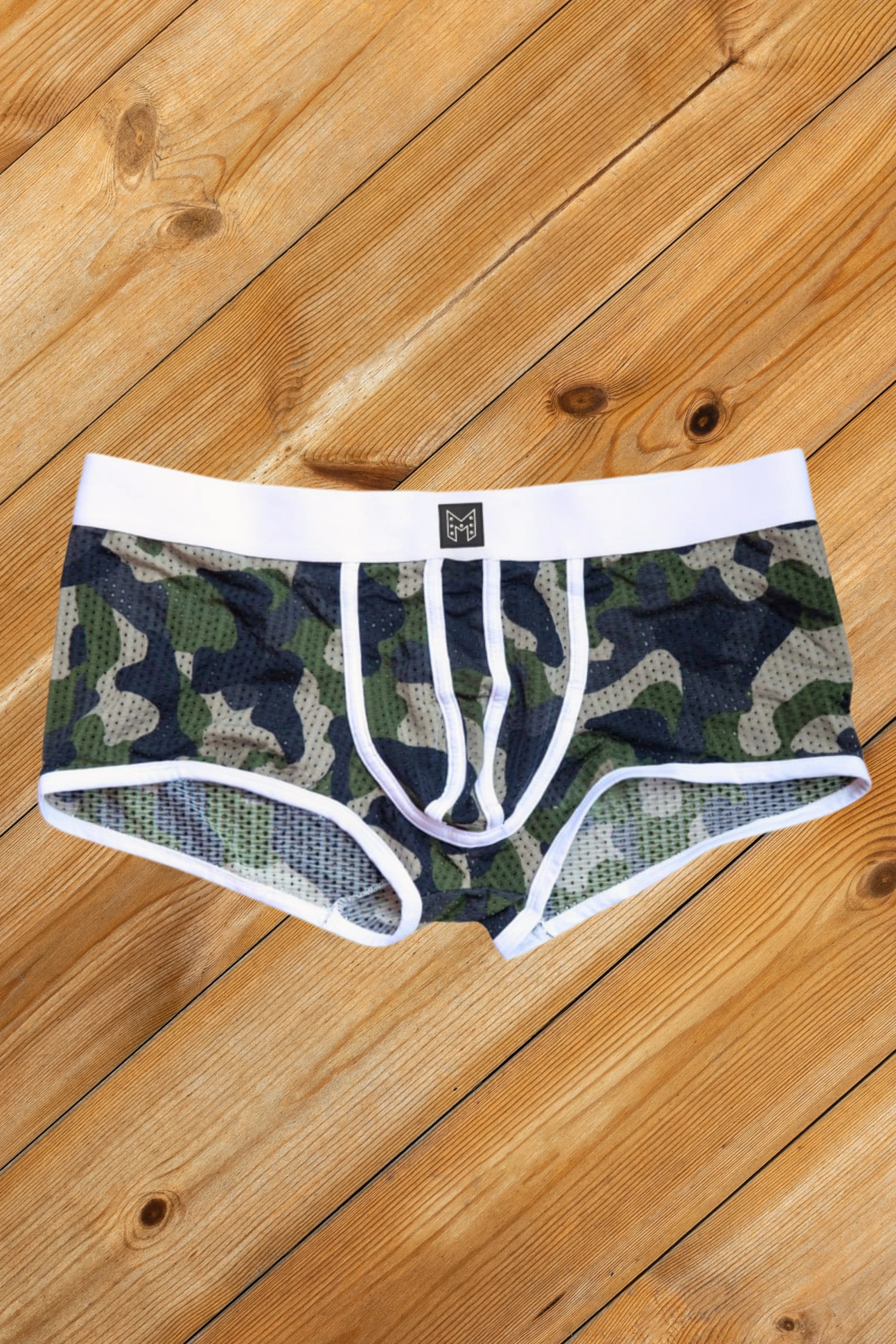 Jim Steelguard Trunks de Malla. Camuflaje + Blanco