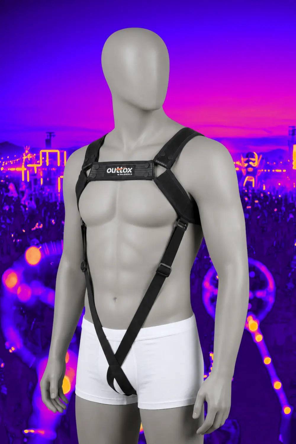 Outtox by Maskulo. Body Harness with Snaps. Black